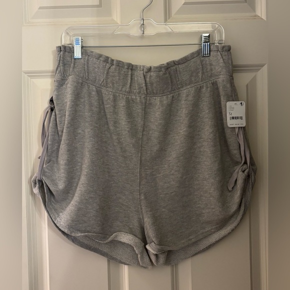 NWT Free People Movement Terry Sweat Shorts W/ Side Ties, Heather Gray, M - Picture 1 of 9